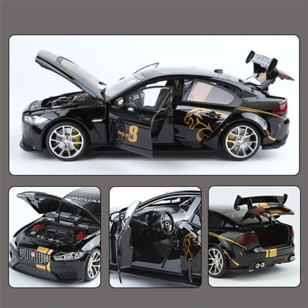 1/18 Jaguar XE SV Project 8 SUV Alloy Sports Car Model Diecast Metal Car Vehicles Model Simulation Sound and Light Kids Toy Gift - Image 3