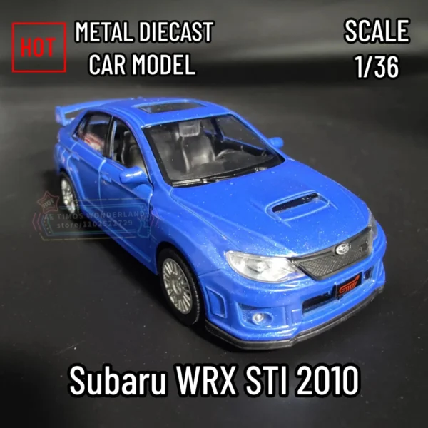 1:36 Subaru Impreza WRX STI 2010 Car Model Replica Scale Metal Miniature Art Home Decor Lifestyle Xmas Kid Gift Toy Collection