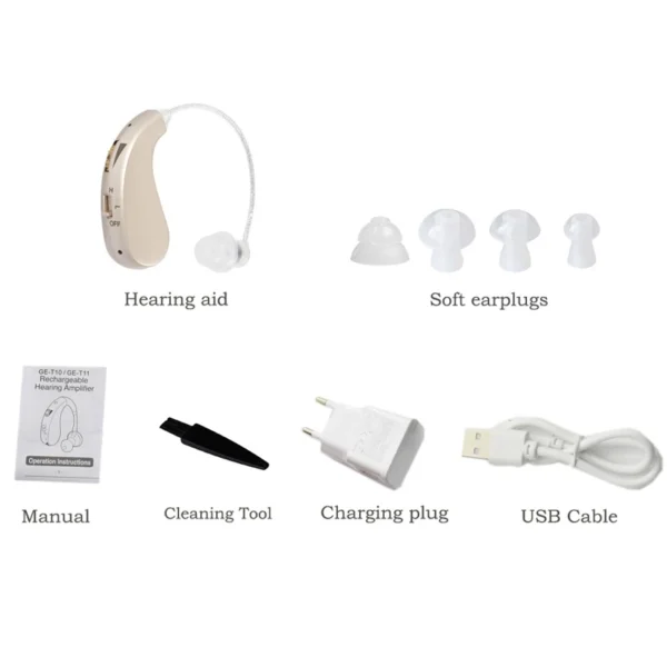 Behind the Ear Hearing Aids Rechargeable Sound Amplifier Elderly Deafness Help - Image 3