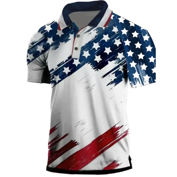 Vintage American Eagle USA Flag Print Polo Shirt For Men Summer Casual Shirts Lapel Short Sleeve Tees Homme Sweatshirt Clothing - Image 2