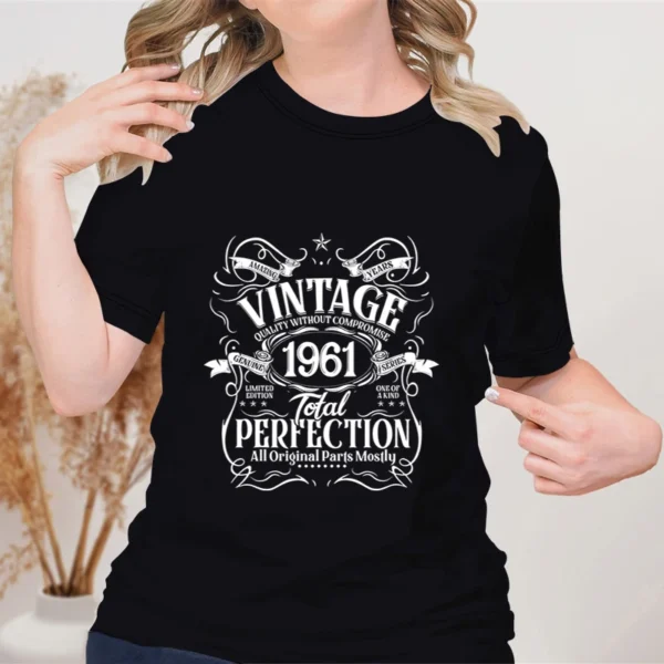 Women's Vintage T Shirts 1964 Birthday Retro Designs Graphic Tee PERFECTION Top 60th Birthday Women's Clothing Crew Neck T-Shirt - Image 2