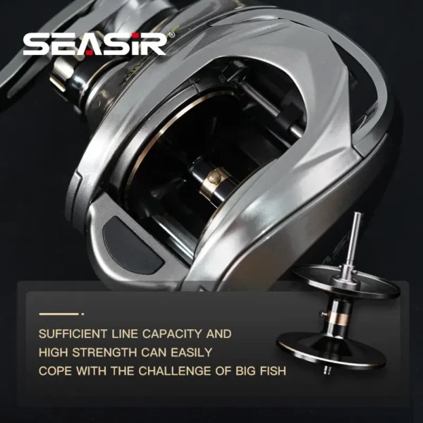 Seasir Megacuda Baitcasting Reel Drag 15KG Deep Spool 6.5:1 Aluminum Frame Carbon Side Double Handle Jigging Metal Reel Seawater - Image 6