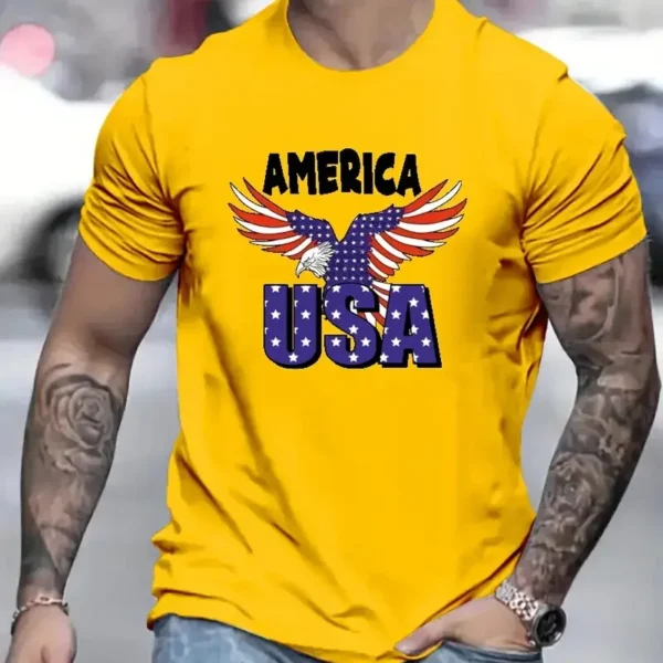 American Eagle Men's T-Shirt Casual Short Sleeved Tees Top Fashion 3d Animal Print Pattern T-Shirts Summer Loose Men's Clothing - Image 6