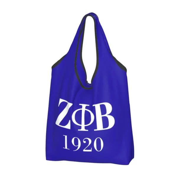 Custom Fashion Printed Zeta Phi Beta Sorority Logo Tote Shopping Bags Portable Shoulder Shopper Greek Letter 1920 Handbag