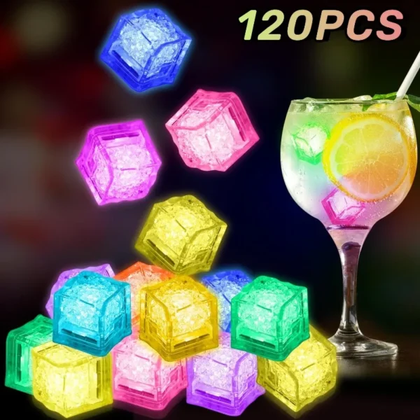 Light Up LED Ice Cube Glow Pub Club Party Glitter Neon Accessories Waterproof Glowing Ice Cube Wedding Decoration Party Supplie