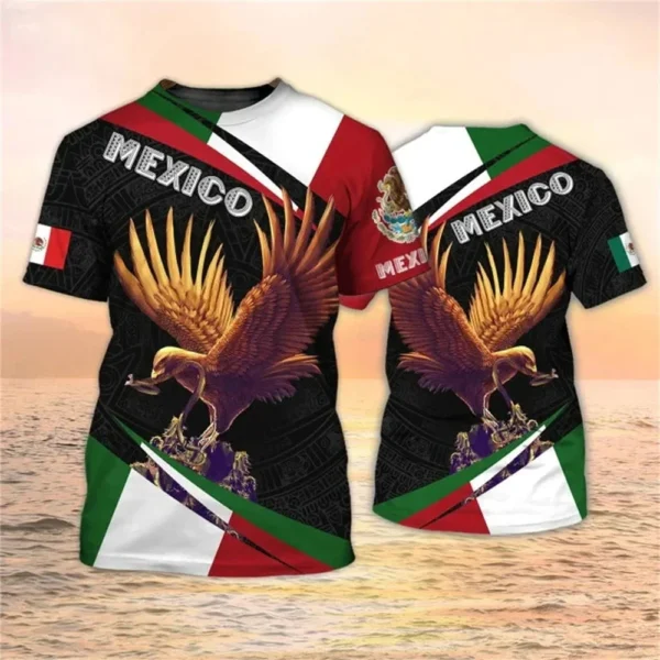 Mexican Flag Print 3Dt T-Shirt Summer Men O Collar T Shirt Casual Short Sleeve Oversized Pullover Fashion Street Men'S Clothing - Image 5