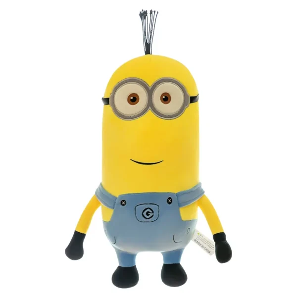 Yellow Minion plush toy with overalls.