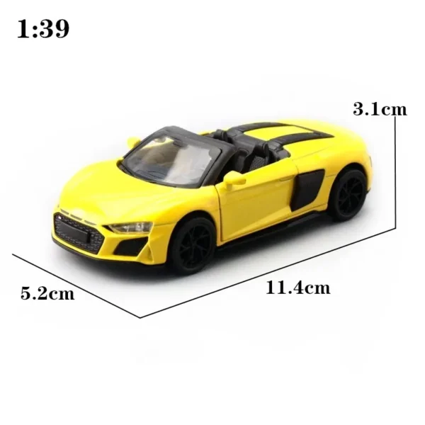 Diecast Metal Toy Car Model 1:39 Scale Audi R8 Spyder Super Pull Back Educational Collection Gift For Children - Image 6