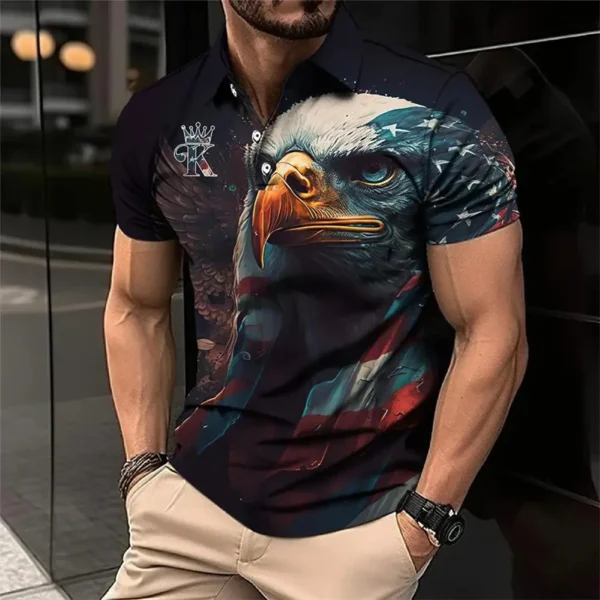 Animal Men's Polo Shirts 3d Lion Print Tops Daily Casual Lapel Tees Fierce Beast Graphic Men Clothing 2024 Short Sleeve T-shirt - Image 4