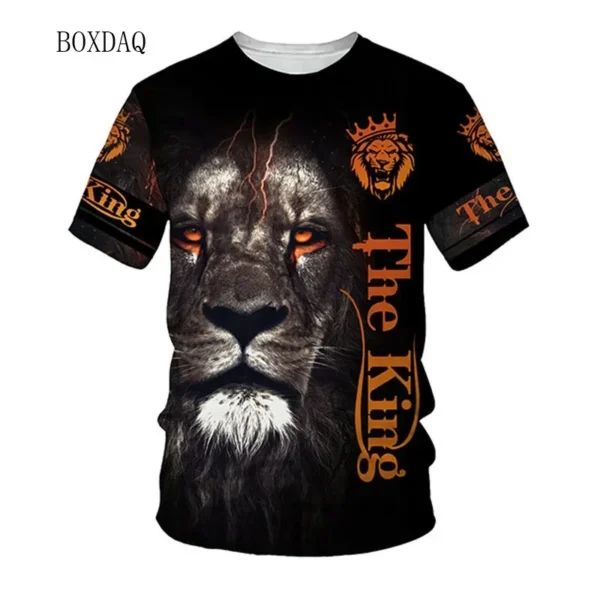 Lion Graphic Men's T-Shirts Oversized Short Sleeve 3d Animal Printed Street Style T Shirt 6XL Plus Size O-Neck Casual Tops Tees - Image 2