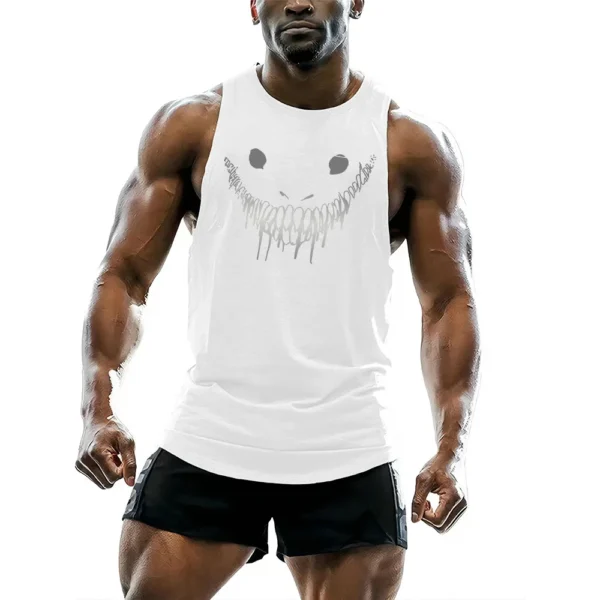 Gym Tank Tops for Men's Fun Horror 2D Printed Vest Y2k Outdoor Sports Training Man Clothing High Quality Sleeveless T-shirt 2024 - Image 2