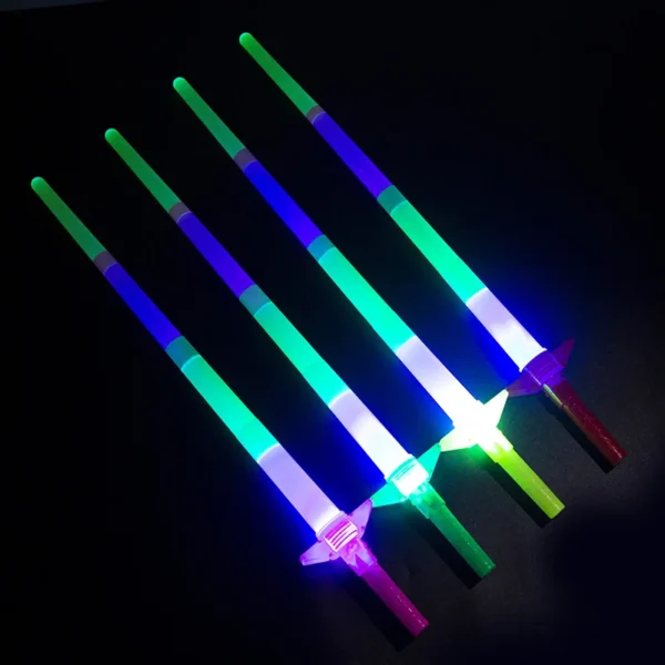 Five colorful light-up toy swords.