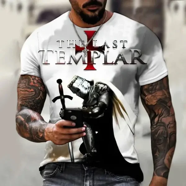 Summer Fashion Templar 3D Printed Men's T-Shirt Street Harajuku Cross TShirt For Men Short Sleeve Oversized Tshirt Vintage Top - Image 2