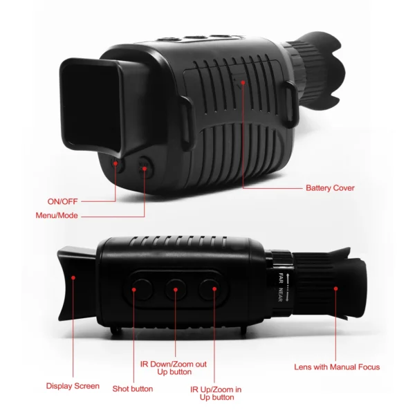 Black thermal imaging scope with buttons.