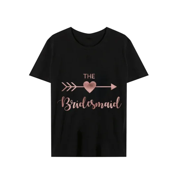 Arrow Heart Brides Tribe Bachelorette Tees T-shirt Women Team Bride Tops Bridesmaid Hen Party Tshirts Black Pink Top Tee Shirts - Image 3