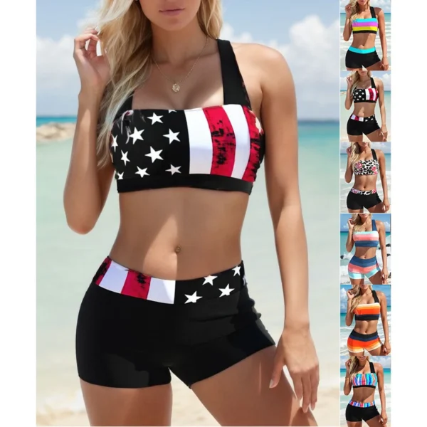 Women's Summer Swimwear Sexy Bikini Colorful Gradient Suit Swimsuit Beachwear Two Pieces S-5XL