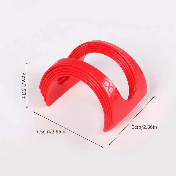 Red plastic phone stand organizer.