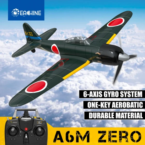 A6M Zero RC airplane with remote control.