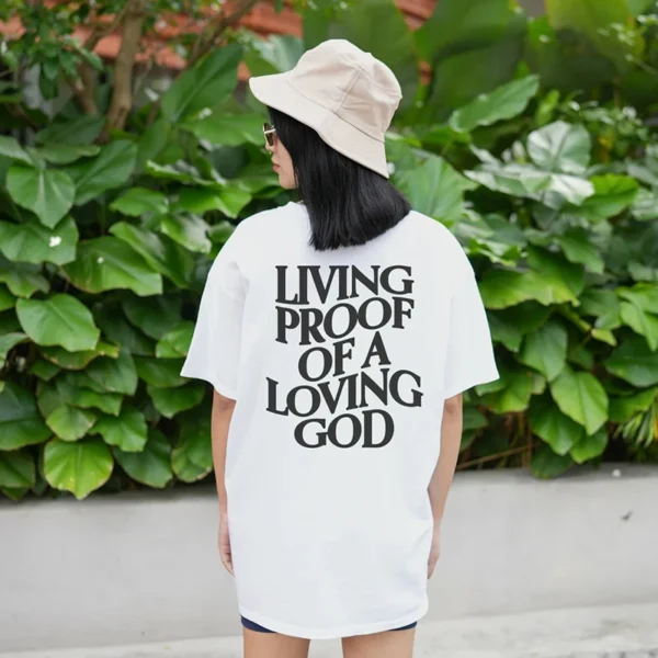 Men Women Summer Living Proof of a Loving God Print Y2k T-shirt Unisex Christian Cross Jesus Short Sleeved Tees Loose Cotton Top - Image 2