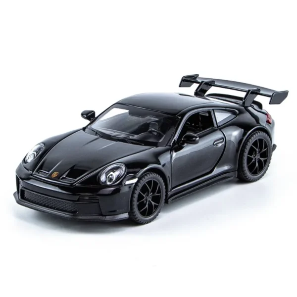 Black Porsche 911 GT3 RS toy car.