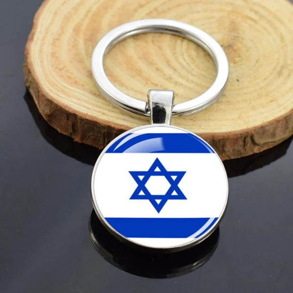 Israeli flag keychain with star of David.