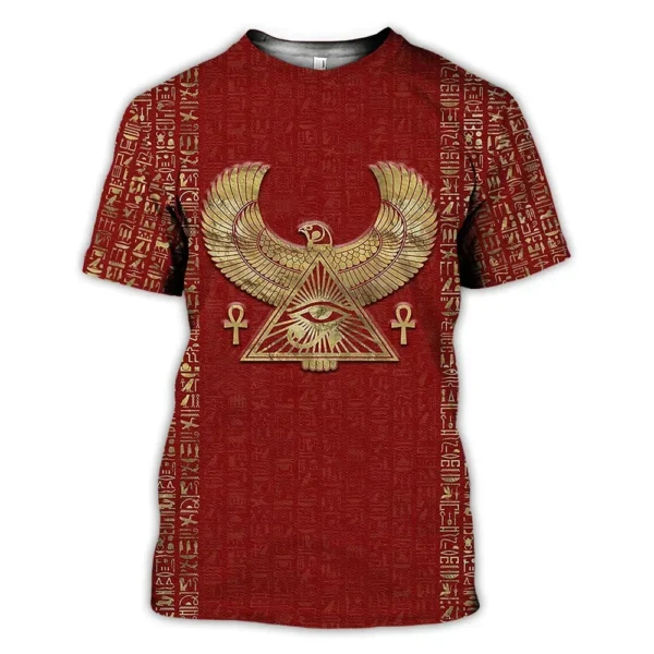 Fashionable Egyptian Wind Pictures For Men's T-Shirts Trend Digital Printing Casual Round Neck Short Sleeved Tops - Image 2