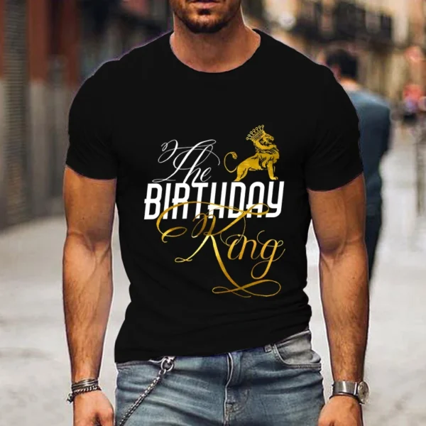 King Queen Birthday Matching Couple T-Shirt Women Men Funny Lion and Crown Print Short Sleeve Tee Couple Lovers Matching Tshirt - Image 3