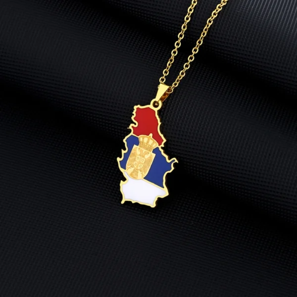 Gold Serbian flag necklace pendant.