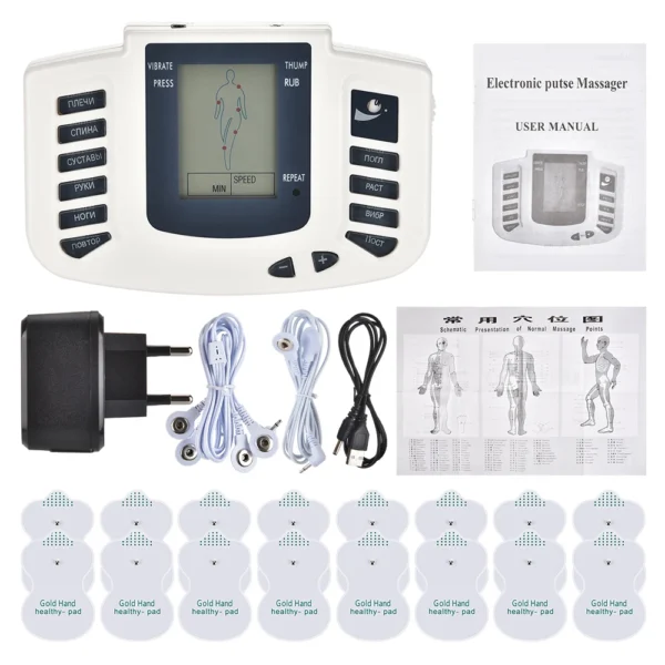 EMS Unit Physiotherapy Massager Set Muscle Relax Stimulator Digital Therapy Machine 16 Patches Slippers Gloves Wristband Socks - Image 5