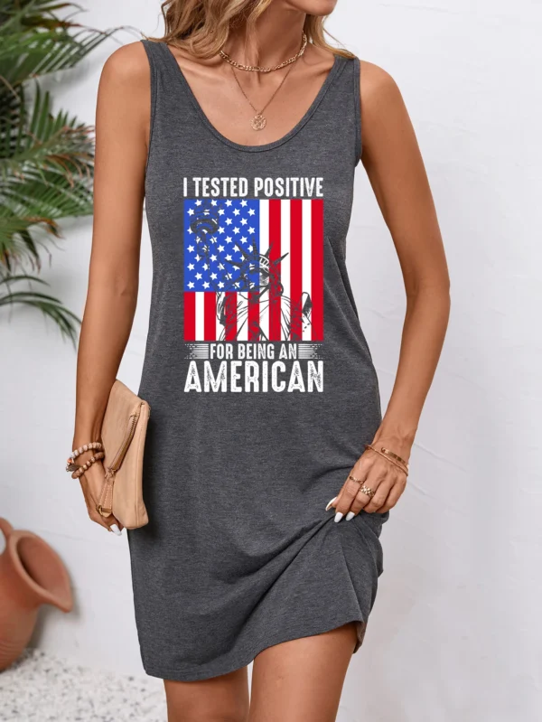 American flag printing Women Slim Long Dress Summer Sexy Sleeveless Bodycon Dresses Vacation Beach Outfits Casual Party - Image 2