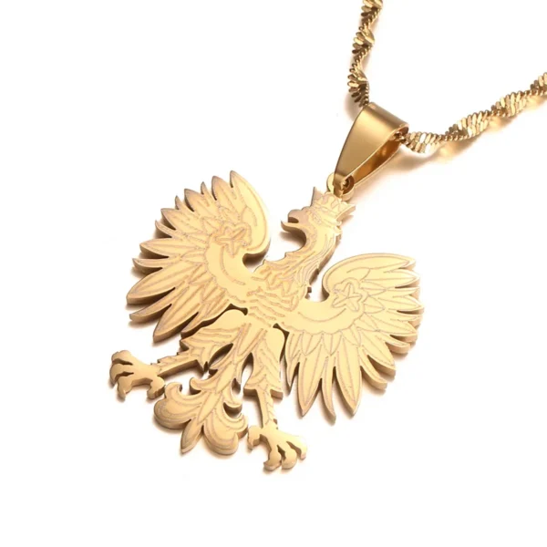 Gold Polish eagle pendant necklace.