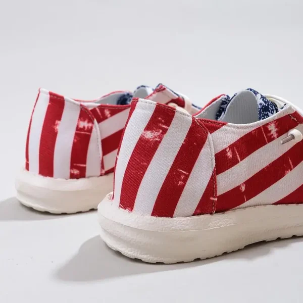 Low Top Sneakers For Women Women Fashion Trainers Shoe Non-Slip Canvas Sneakers Casual Independence Day Flag Print Low Top - Image 3