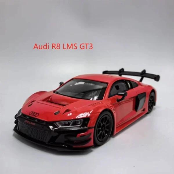 Red Audi R8 LMS GT3 toy car.