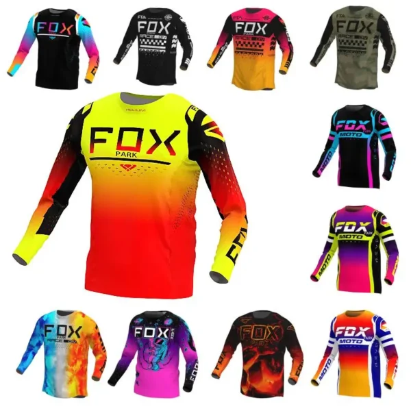 Foxpark men's downhill jersey, mountain bike T-shirt, MTB, SUV, DH, motorcycle off-road, sportswear