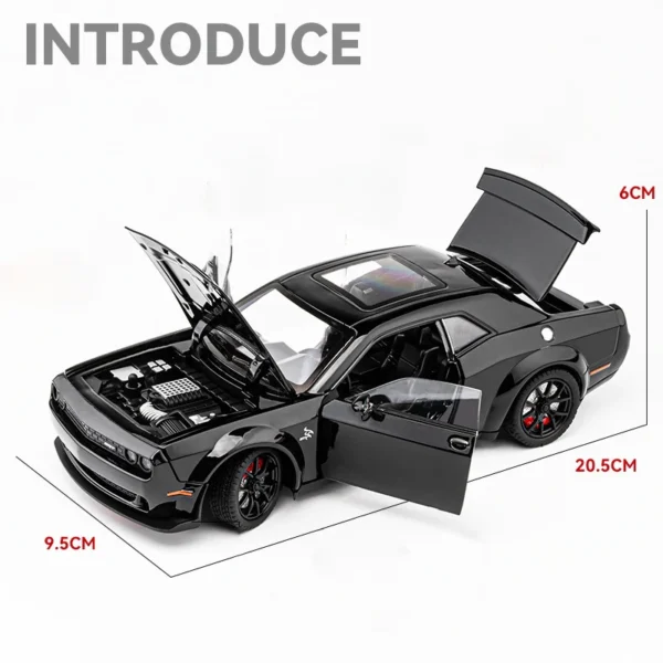 Black Dodge Challenger diecast model car.