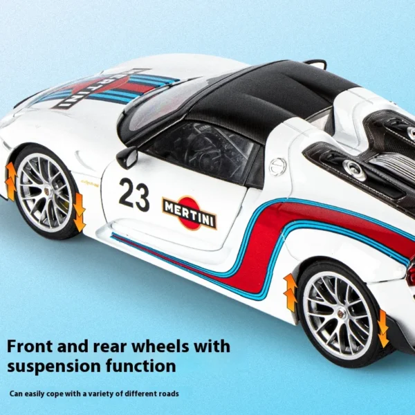 White Porsche with Martini livery and suspension.