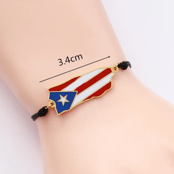 Puerto Rican flag charm bracelet on wrist.