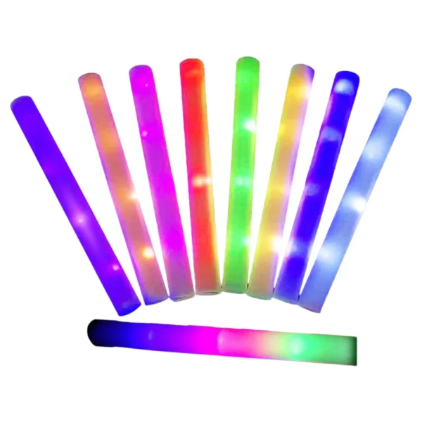 9pcs Light-Up Foam Sticks Glow In The Dark Flashing Stick Built-in Button Battery Multicolor Concert Show Party Light Props - Image 4