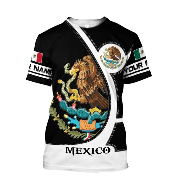 Mexico National Flag Printed Summer Men's O-Neck T-Shirts Casual Short Sleeve Oversized Pullover Fashion Streetwear Men Clothing - Image 6