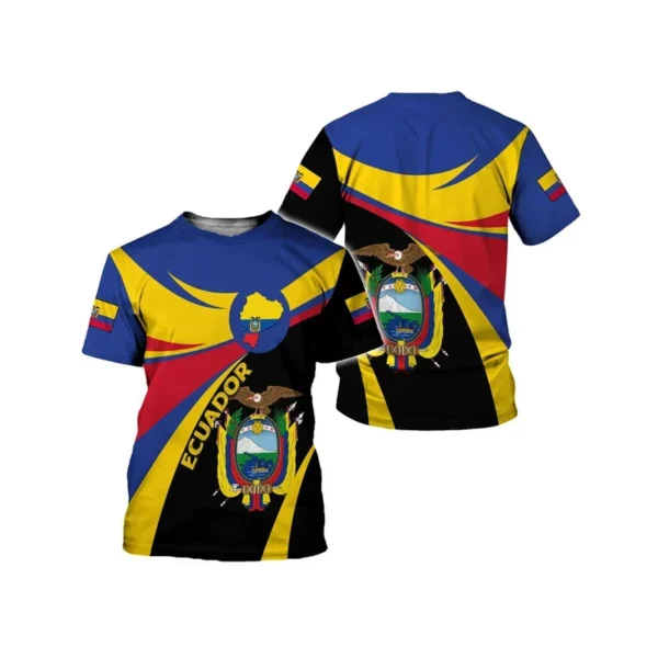 New personalized Ecuadorian T-shirt Casual flag 3D printed short sleeve top for men and women - Image 3