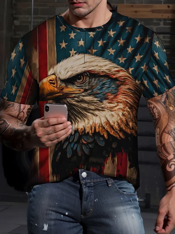 American Eagle Graphics T-Shirt For Men 3D Print Tees Animal Camisetas Pattern Short Sleeve Tops Summer Casual Men's Clothing - Image 2