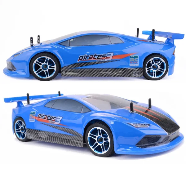 Blue and black remote control car.