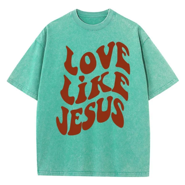 Love Like Jesus Letter Print Male Tee Shirt Graphic Oversized Tshirt High-Quality Soft Tees Hot Sale Breathable Short Sleeved - Image 3