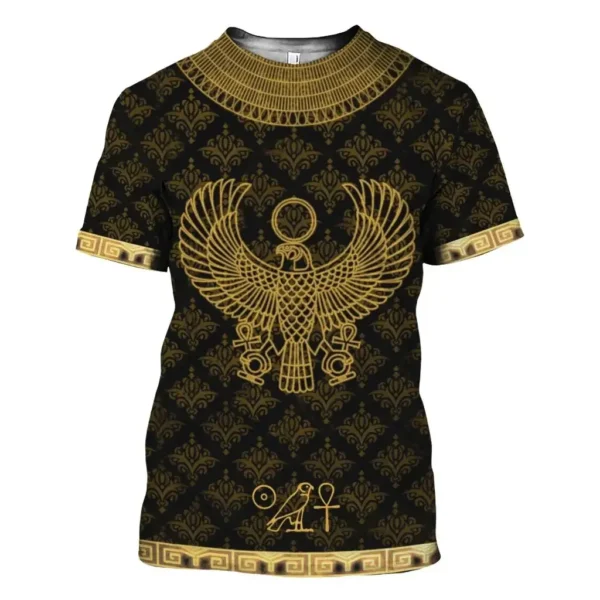 Fashionable Egyptian Wind Pictures For Men's T-Shirts Trend Digital Printing Casual Round Neck Short Sleeved Tops - Image 6