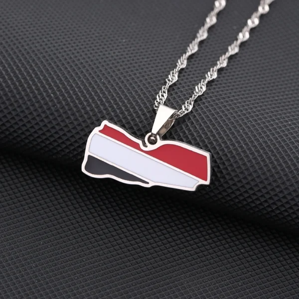 Yemeni flag necklace pendant on chain.