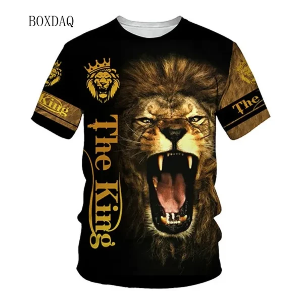 Lion Graphic Men's T-Shirts Oversized Short Sleeve 3d Animal Printed Street Style T Shirt 6XL Plus Size O-Neck Casual Tops Tees