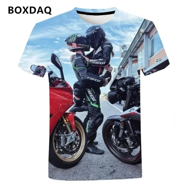 Fashion Trend Men's T-Shirts Cool Motorcycle Personality Street T Shirt High Quality 3D Printed Short Sleeve Male/Women Tops Tee