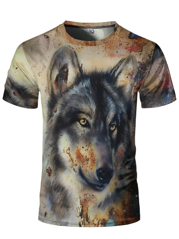 2024 Wolf T Shirt For Mens Animal Print Short Sleeve Top 3D Casual Street Man's T-shirt Oversized Tee Shirt Men Vintage Clothing - Image 5