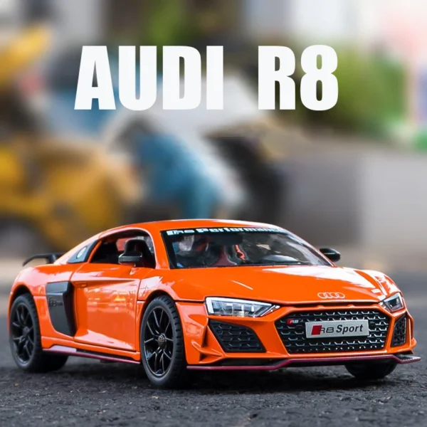 Orange Audi R8 sports car model.