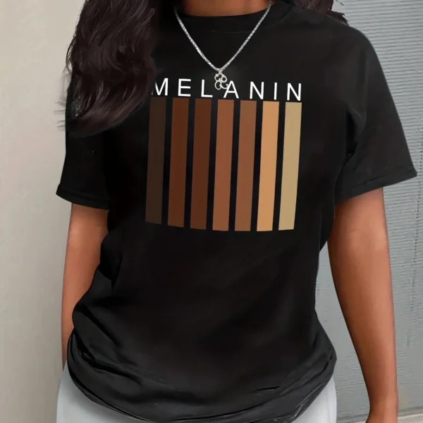 Melanin Letter T shirt Fashion Summer 100% Cotton TShirt Casual Tops O-neck Short Sleeve Streetwear Trend TShirt Women Clothing